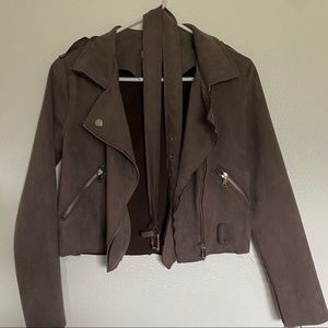 Charcoal Suede Moto Jacket